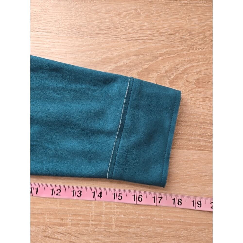 CHICO'S Double Face Sueded Jacket Size Medium Dark Teal Colorful Layers Spring - Picture 14 of 16